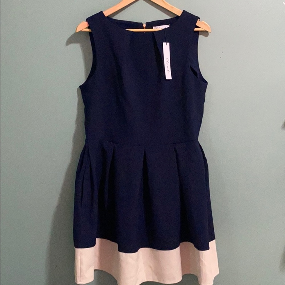 Luck Be A Lady Dress in Navy and Ivory